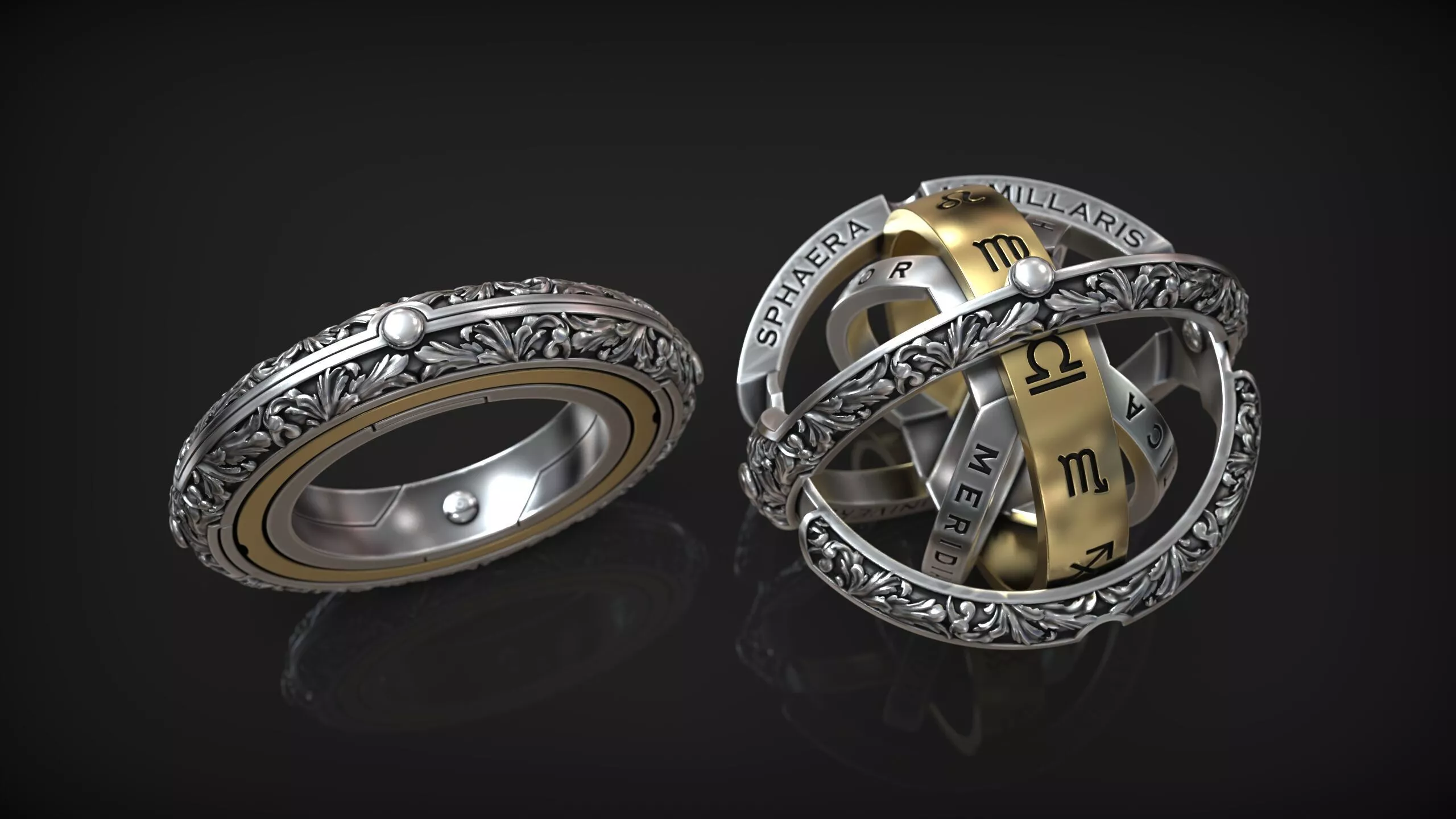 Celestial Zodiac Armillary Astronomic Ring Astrology Pendant 3D print model