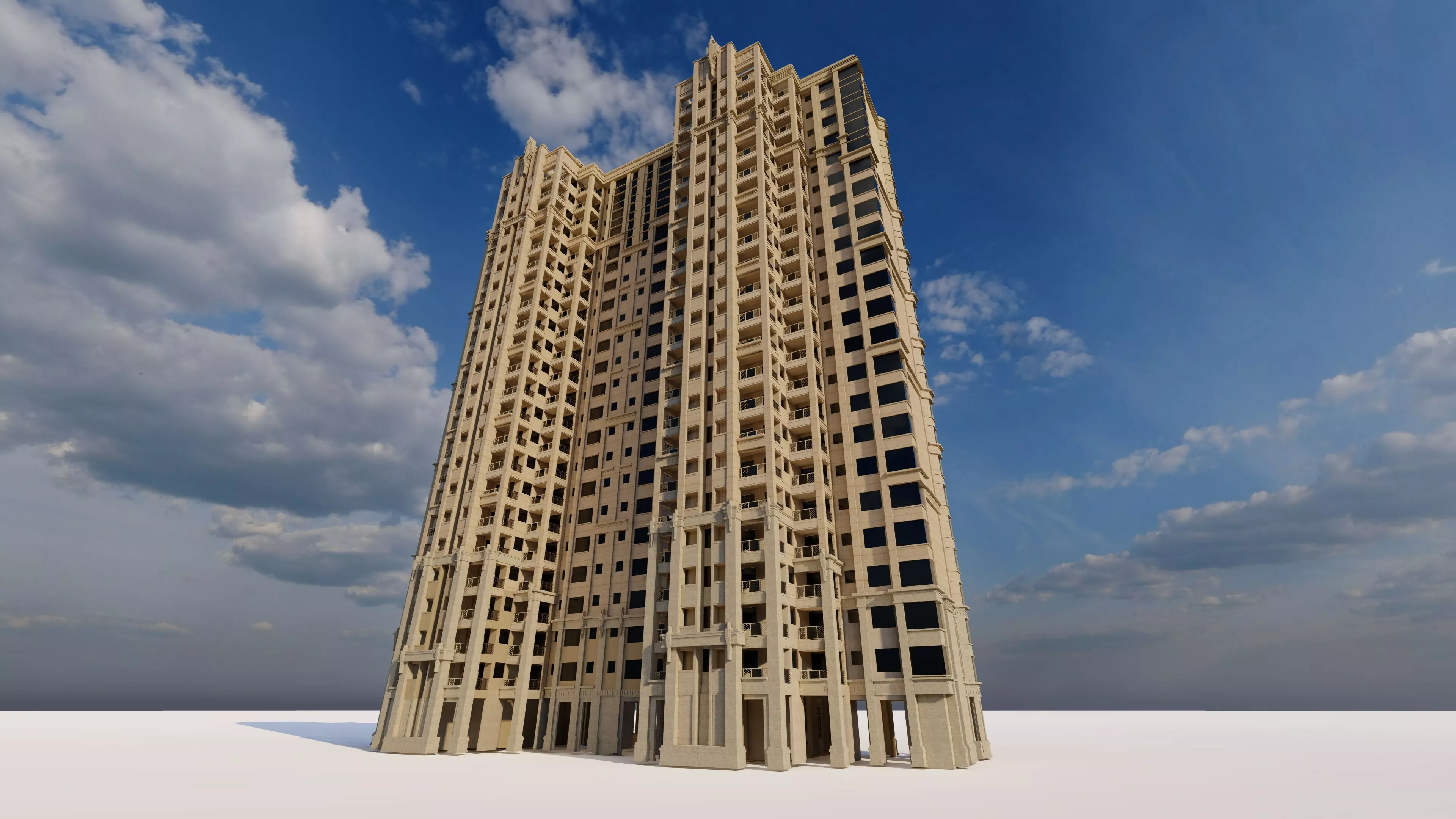 Classic stone facade-Building Classic Facade Element 3D model
