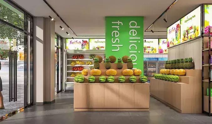 Supermarket - Vegetables - Fruit Store 3D model