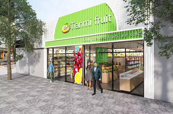 Supermarket - Vegetables - Fruit Store 3D model 2