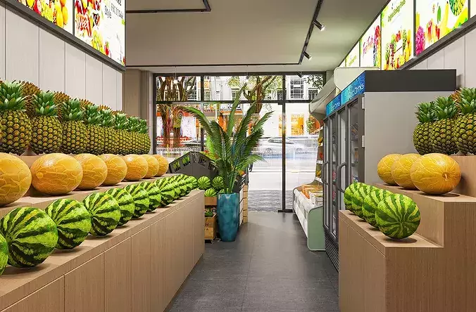 Supermarket - Vegetables - Fruit Store 3D model 7