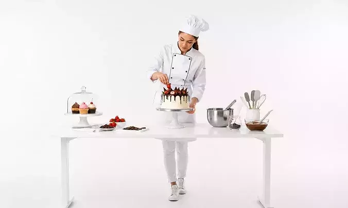 Pastry Chef Decorating Dessert Character 3D model