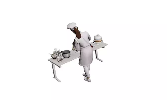 Pastry Chef Decorating Dessert Character 3D model 5