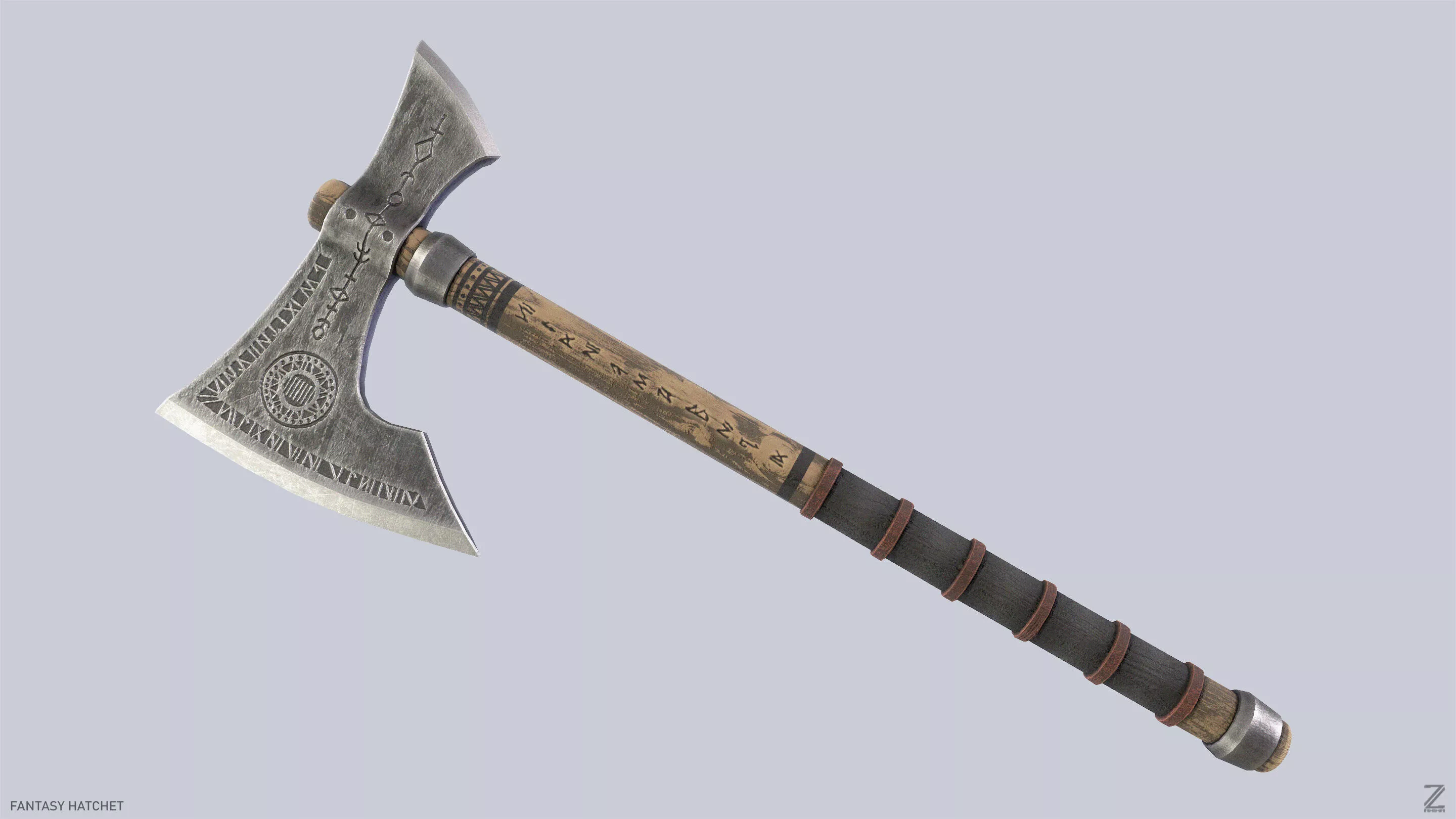 Fantasy hatchet Low-poly 3D model