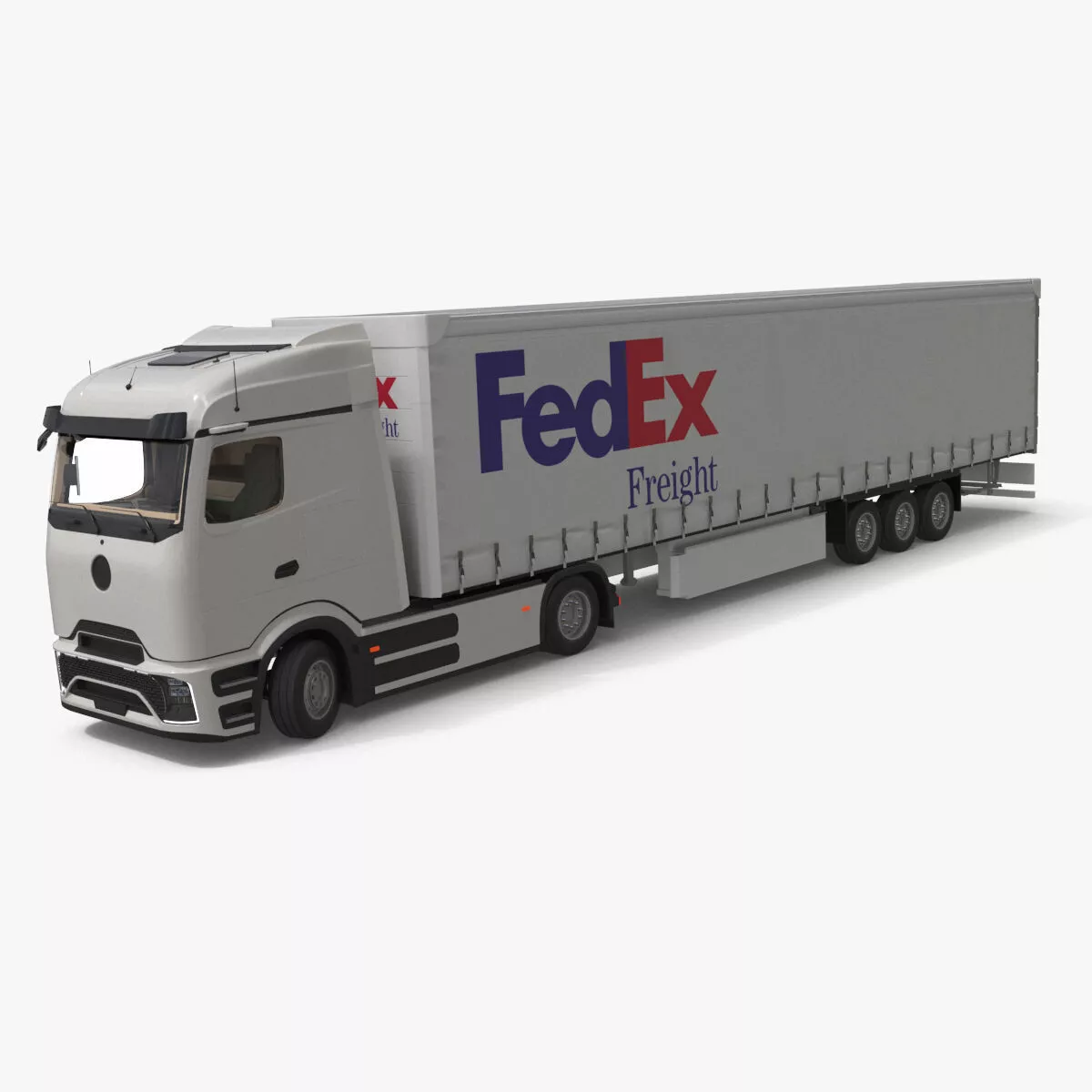 Electric Truck with FedEx Freight Trailer Rigged for Cinema 4D 3D model