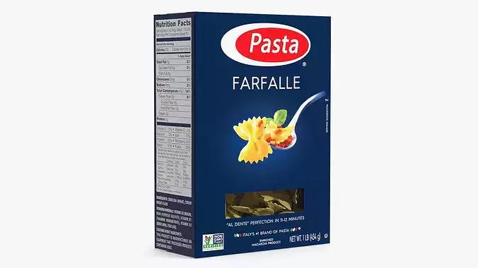 Farfalle Pasta Box Packaging 3D model 2