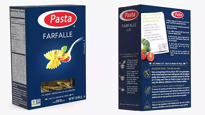 Farfalle Pasta Box Packaging 3D model