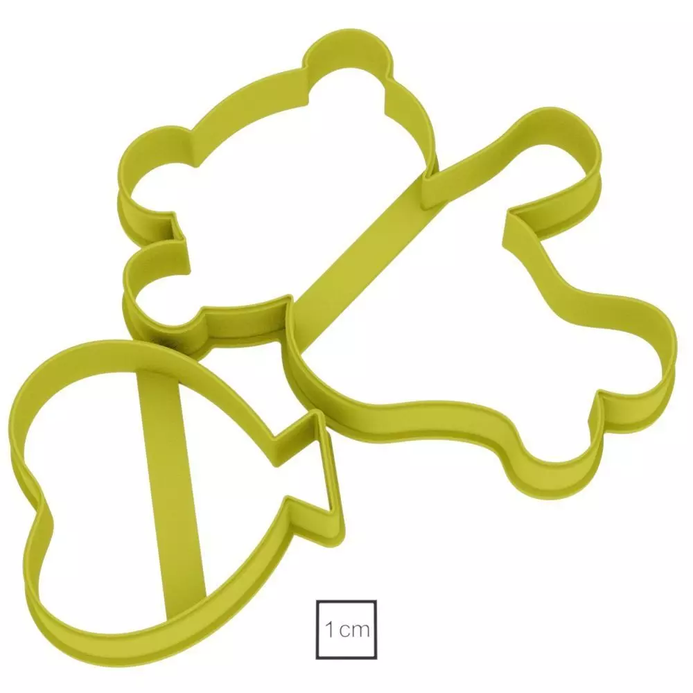 Bear with heart number 2 cookie cutter for professional Free 3D print model
