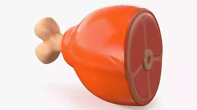 Cartoon Stylized Meat Slice with Bone 3D model