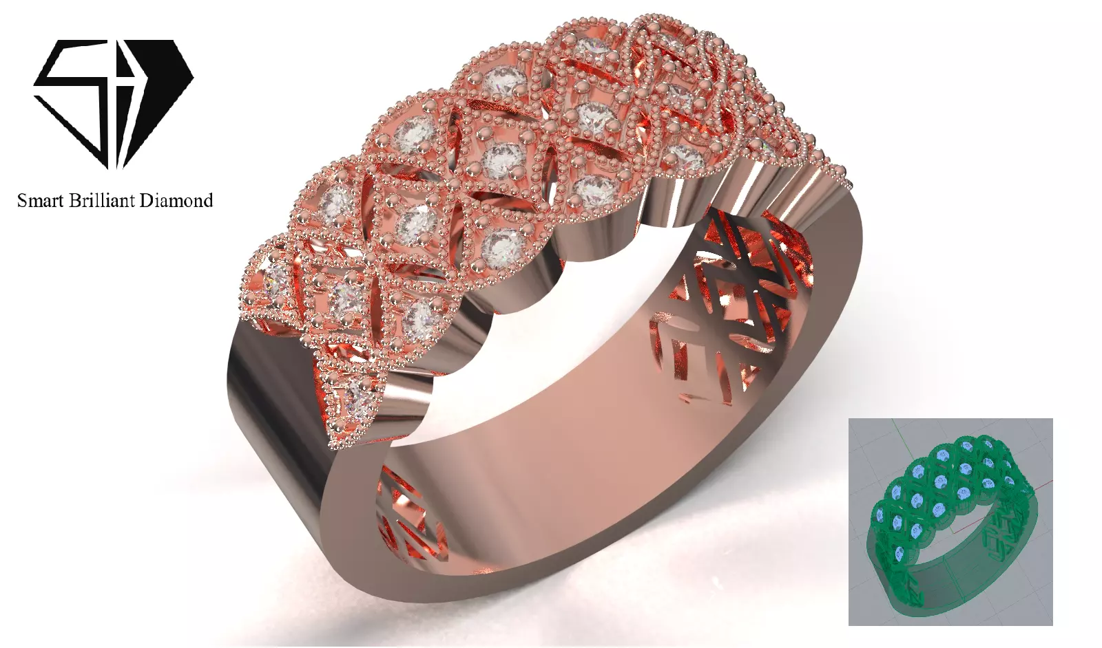 Eternal Diamond Ring Ready to Manufacture CAD File jr00403 3D print model
