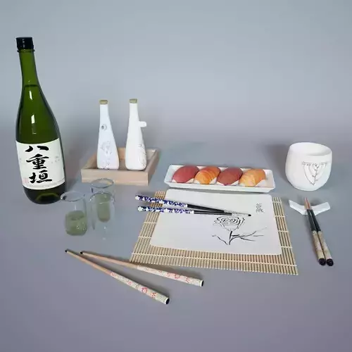 Sushi Set almond blossom hanging on wall 3D model