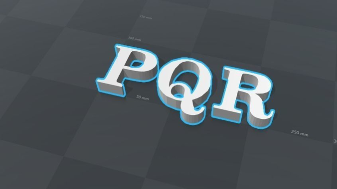 PQR letters alphabet 3D print model