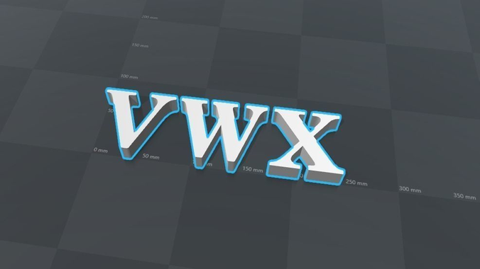 VWX letters alphabet 3D print model