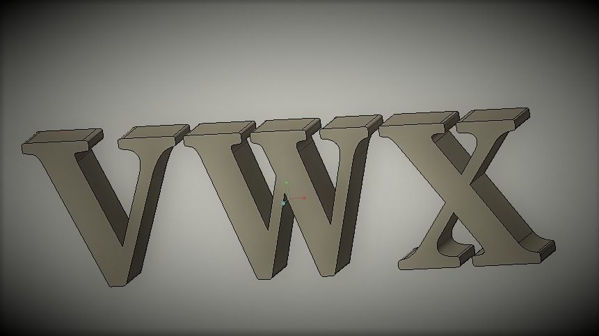 VWX letters alphabet 3D print model_1