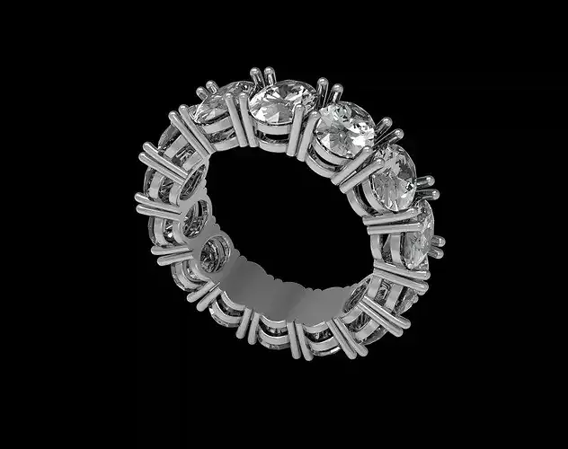 Eternity Oval Cut Emerald Ring 3D Print STL  Wax Casting
