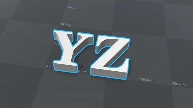 YZ letters alphabet 3D print model