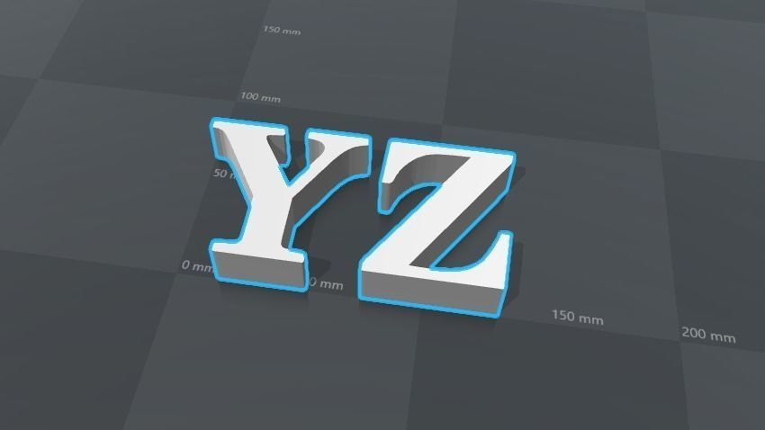 YZ letters alphabet 3D print model_0