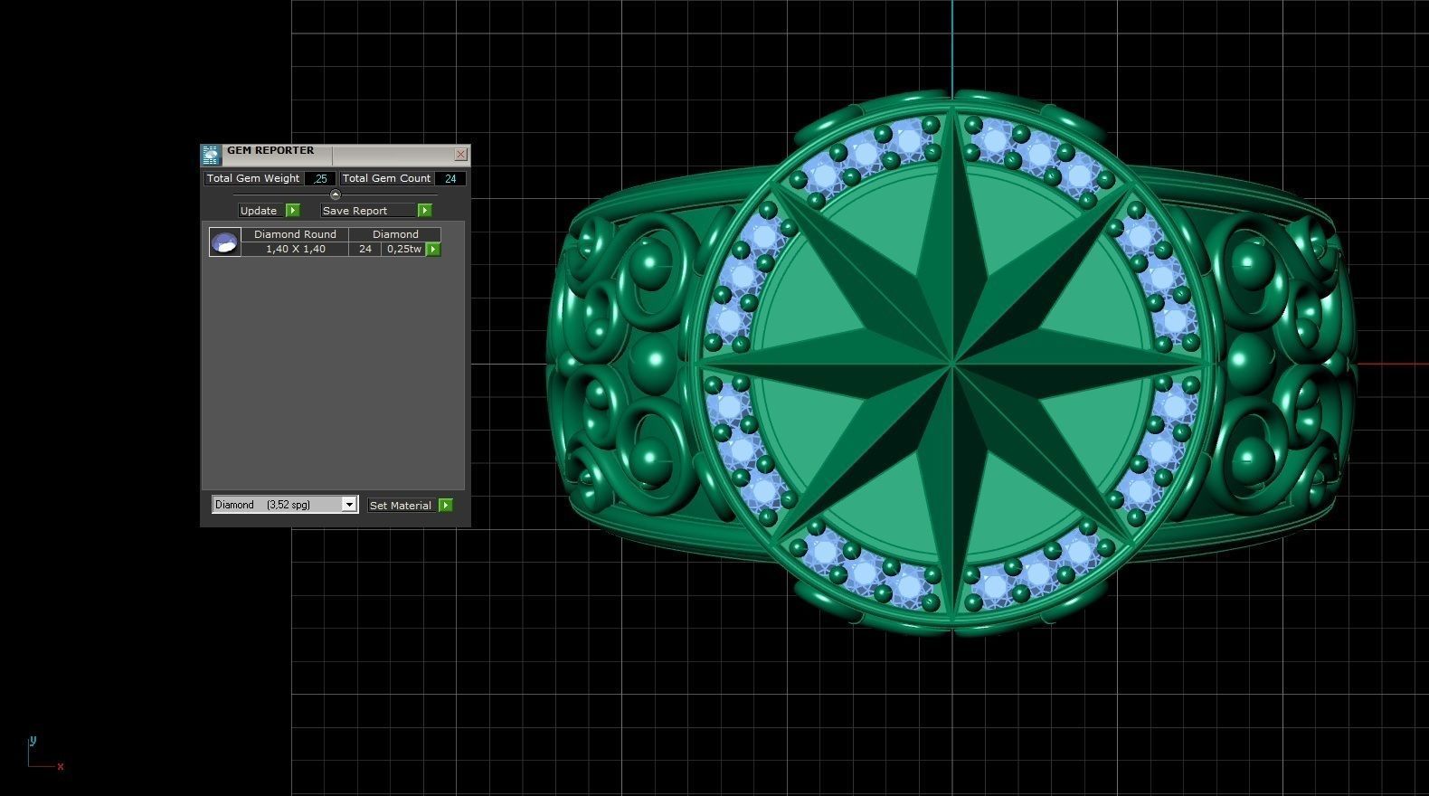 Star Enamel Diamond Gold Men Ring  3D print model_12