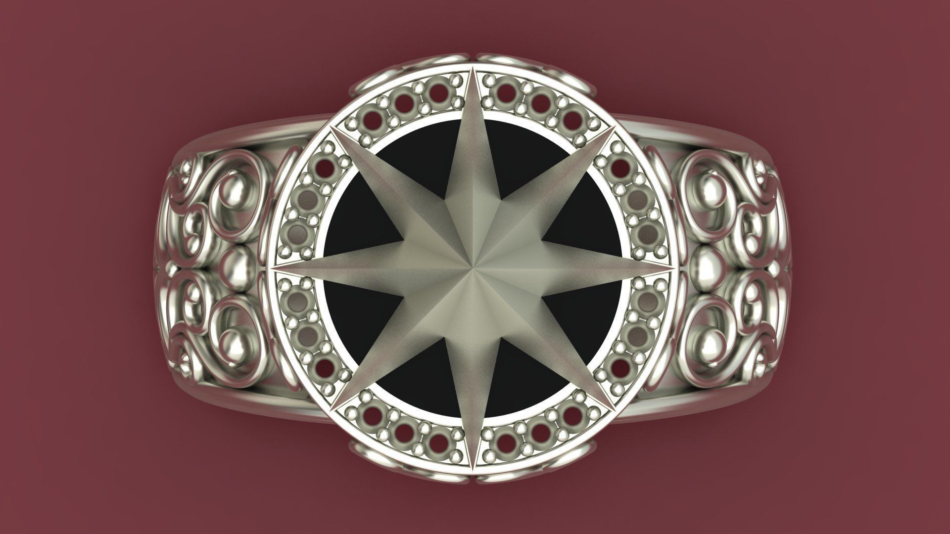 Star Enamel Diamond Gold Men Ring  3D print model_6