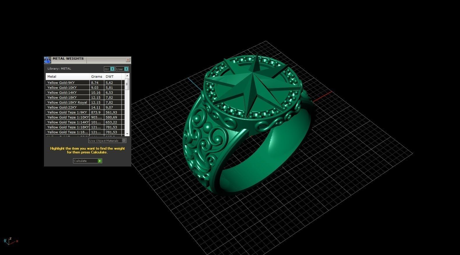 Star Enamel Diamond Gold Men Ring  3D print model_11
