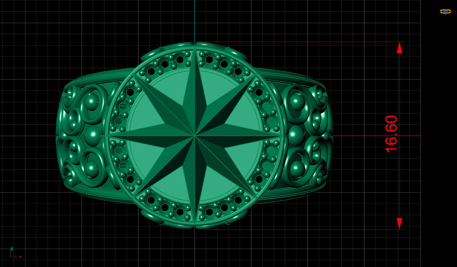 Star Enamel Diamond Gold Men Ring  3D print model_8