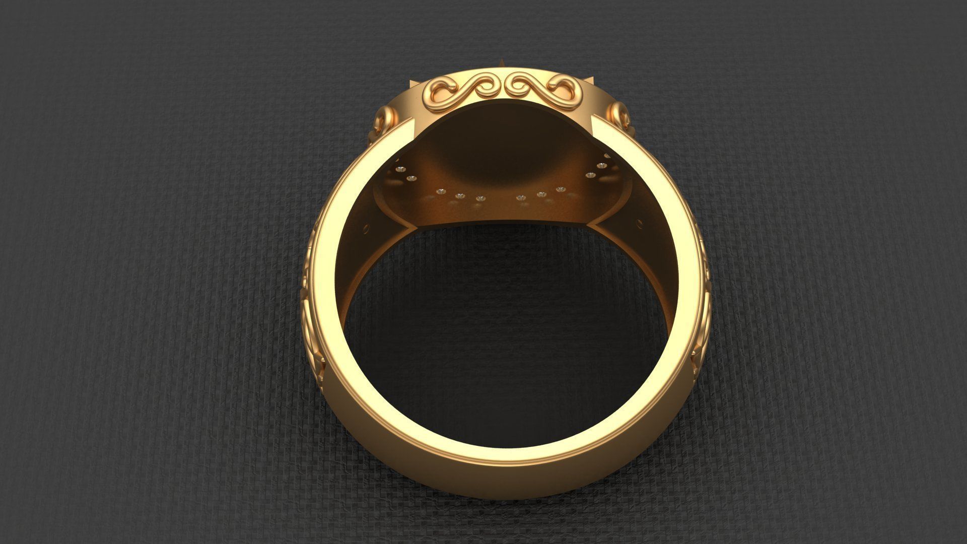 Star Enamel Diamond Gold Men Ring  3D print model_2