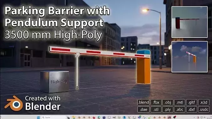 Parkhouse Barrier with Pendulum Support 3500mm High-Poly 