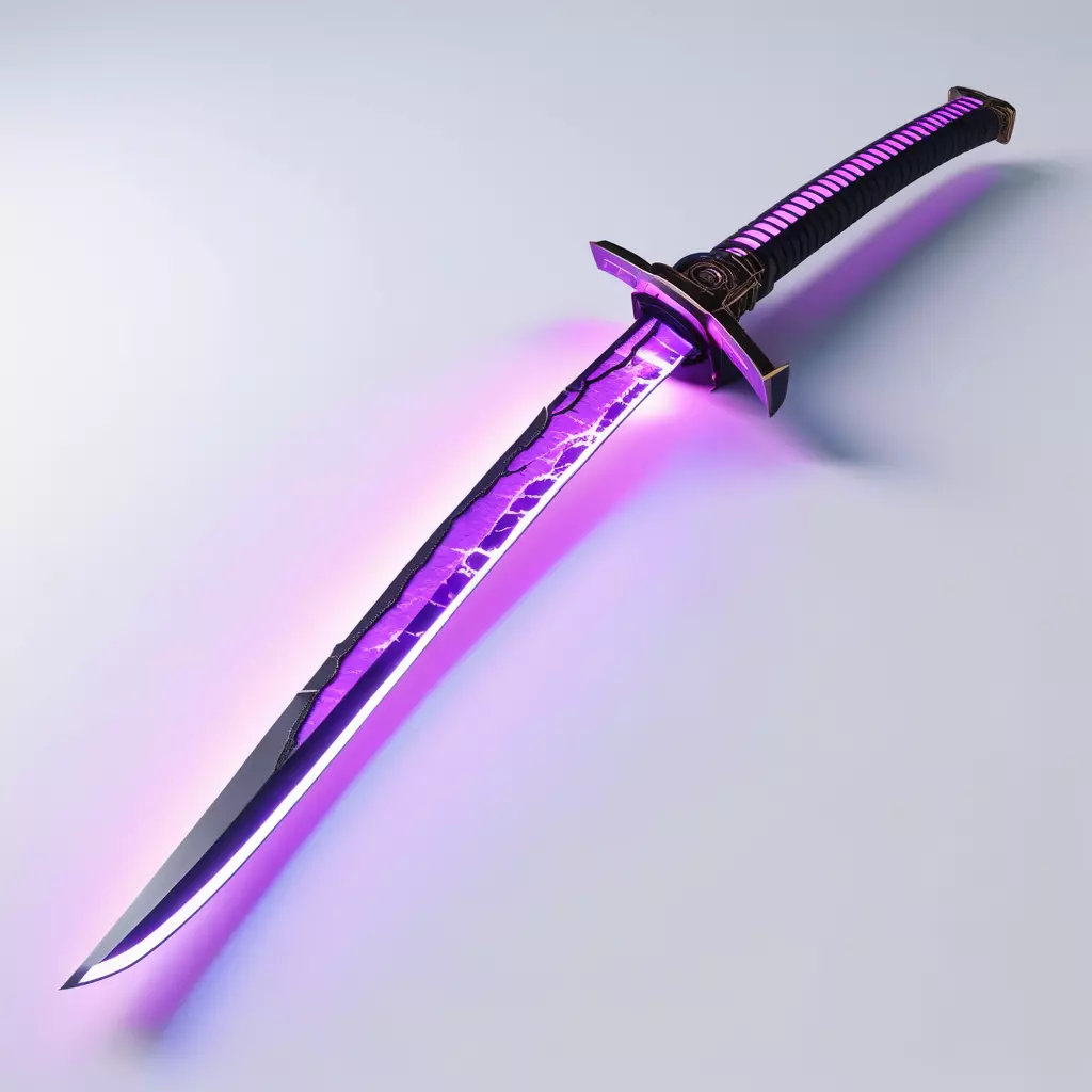 Glowing Purple Neon Katana 3D model