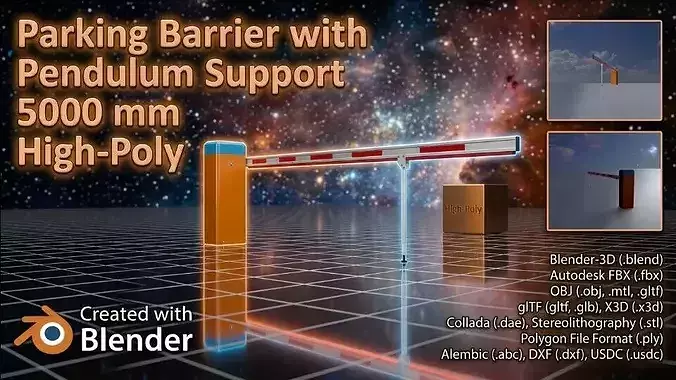 Parkhouse Barrier with Pendulum Support 5000mm High-Poly