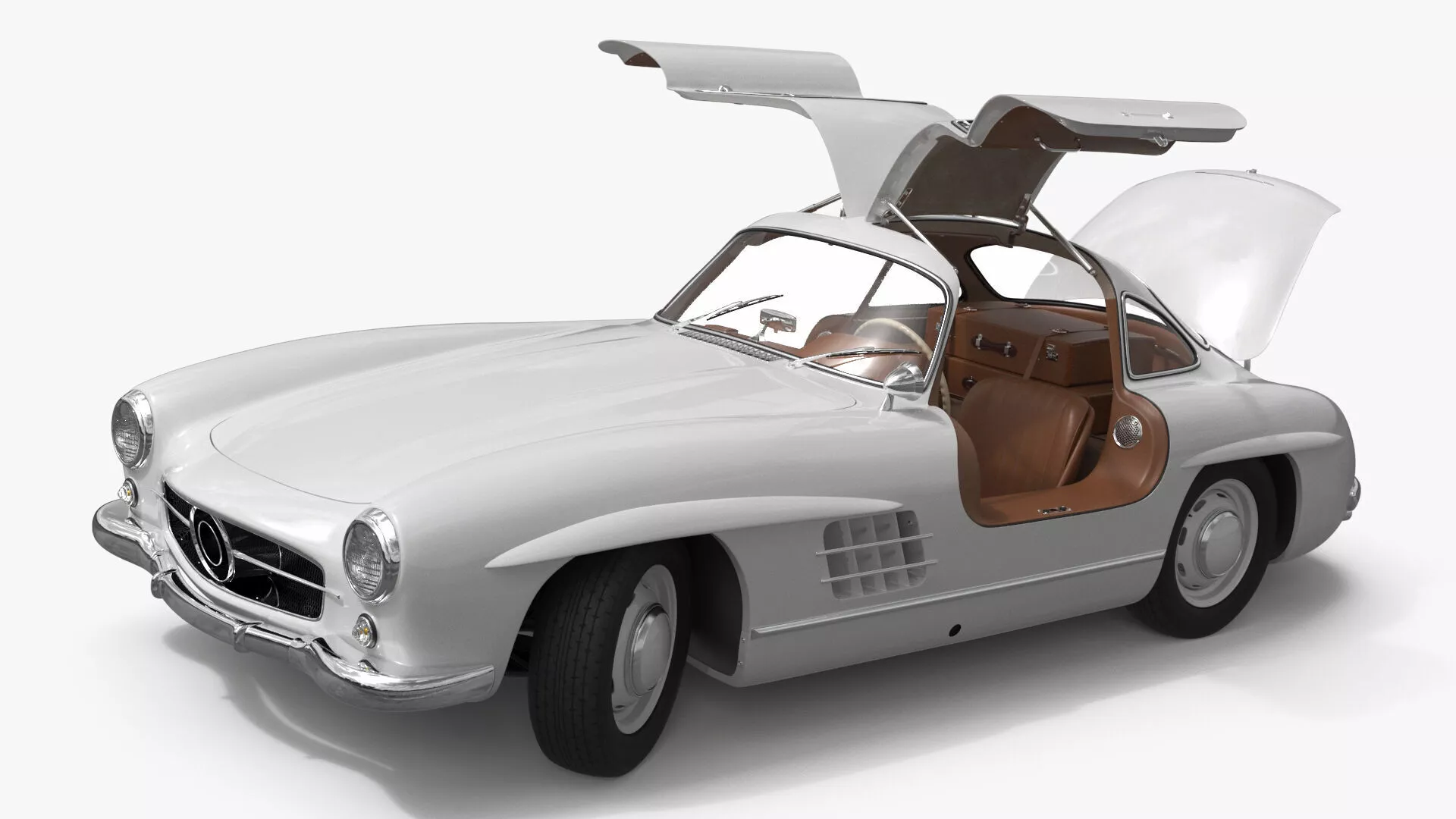 Vintage Collector Sports Car White Rigged 3D model