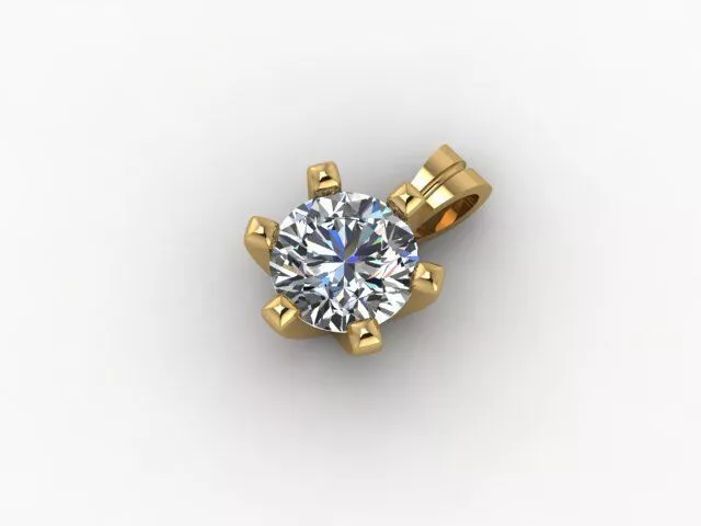Solitaire Pendant 8 mm Diamonds 3D print model