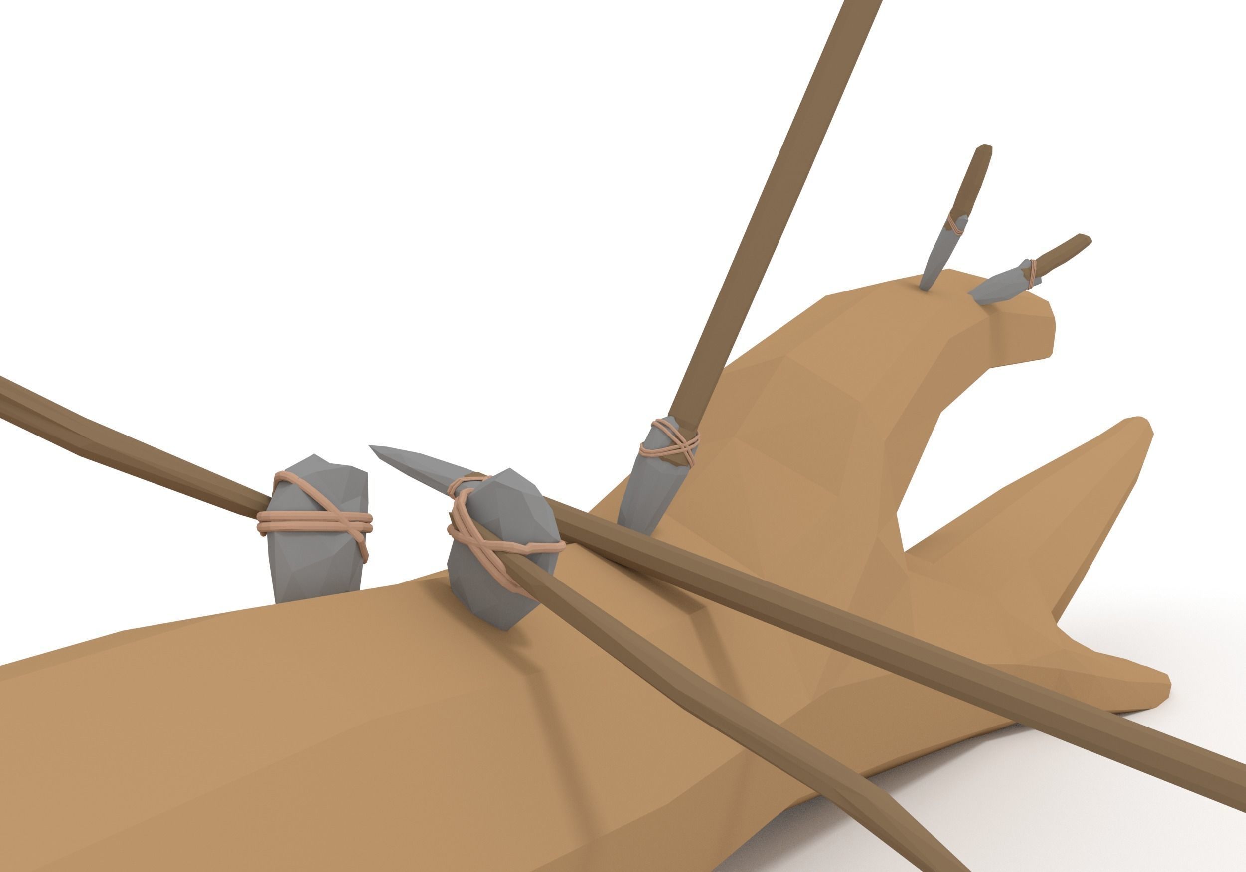 LowPoly StoneTools wooden axe Low-poly 3D model_0
