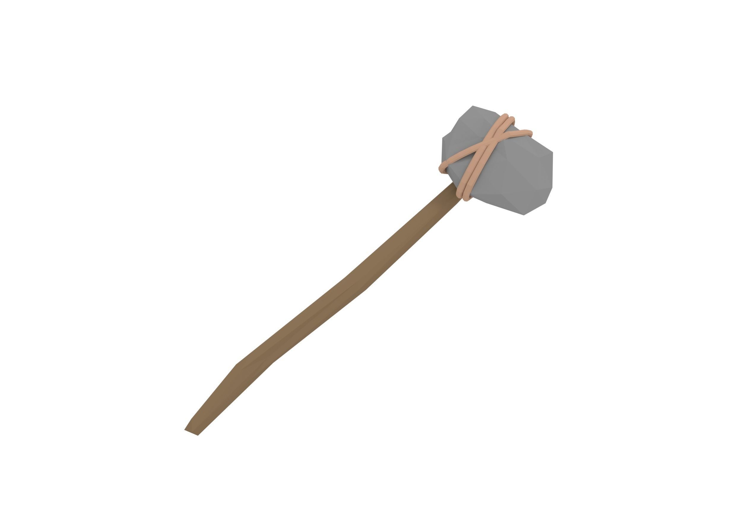 LowPoly StoneTools wooden axe Low-poly 3D model_4