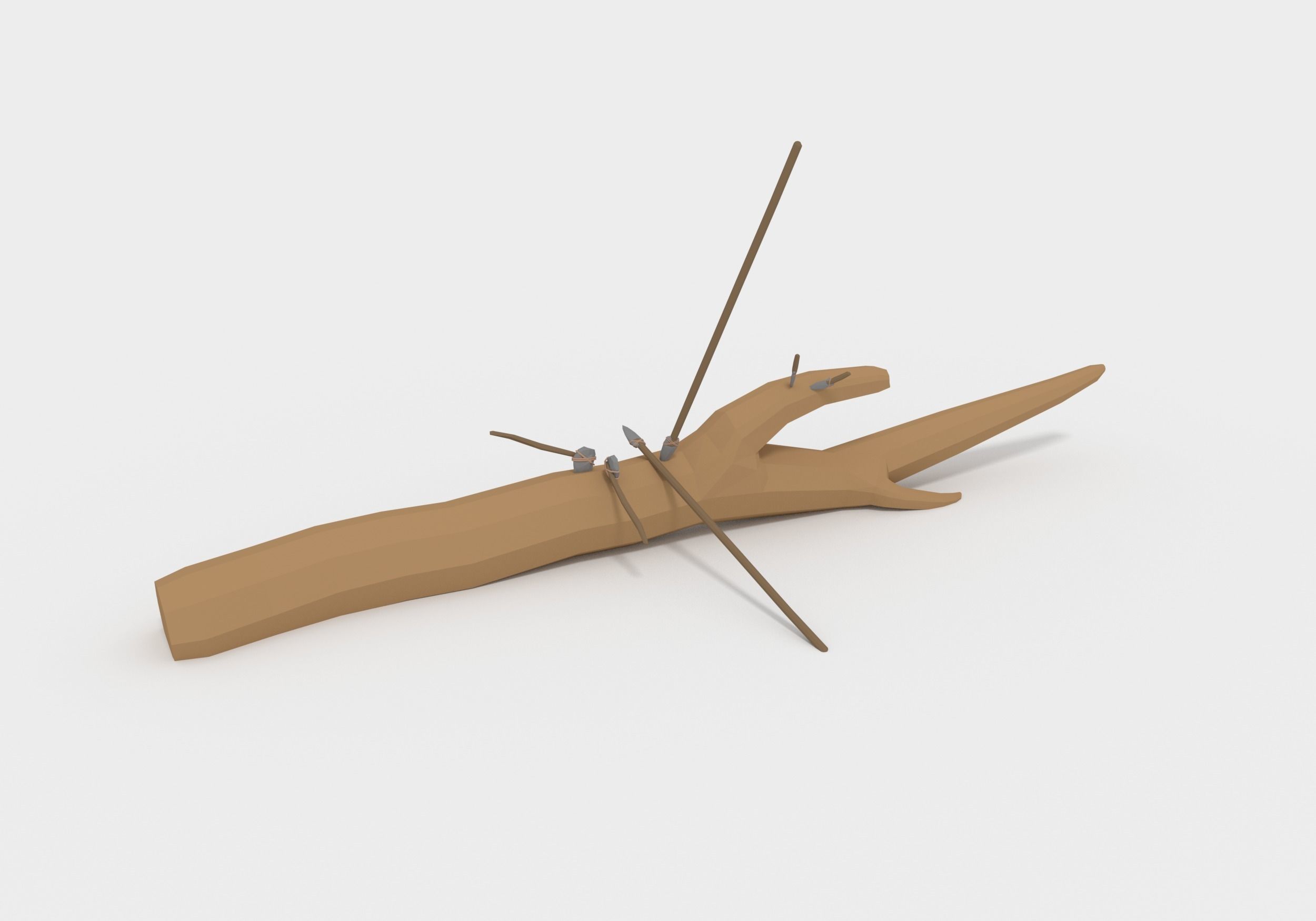 LowPoly StoneTools wooden axe Low-poly 3D model_2