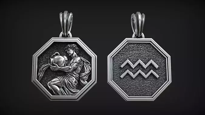 Aquarius Zodiac Sign Horoscope Water Bearer Astrology Pendant