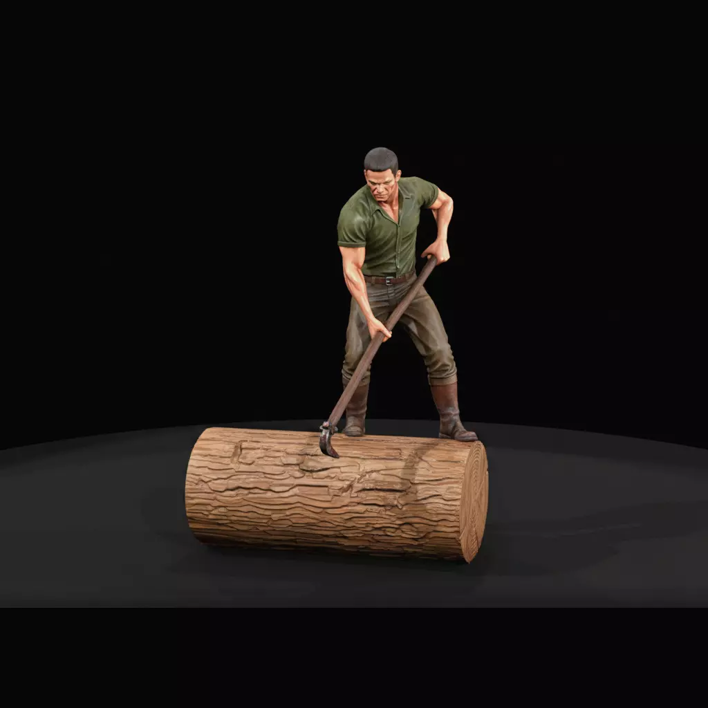 lumberjack rolling log for Dioramas 3D print model