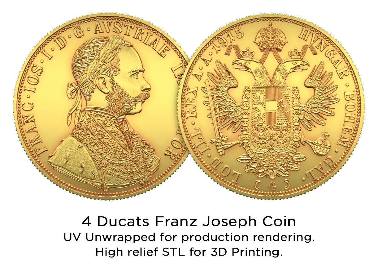 Austria 4 Ducats Gold Coin 3D model