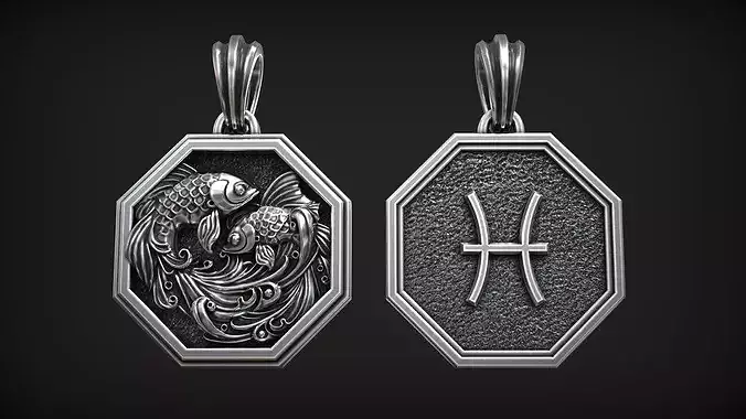 Pisces Zodiac Sign Horoscope Fish Astrology Pendant