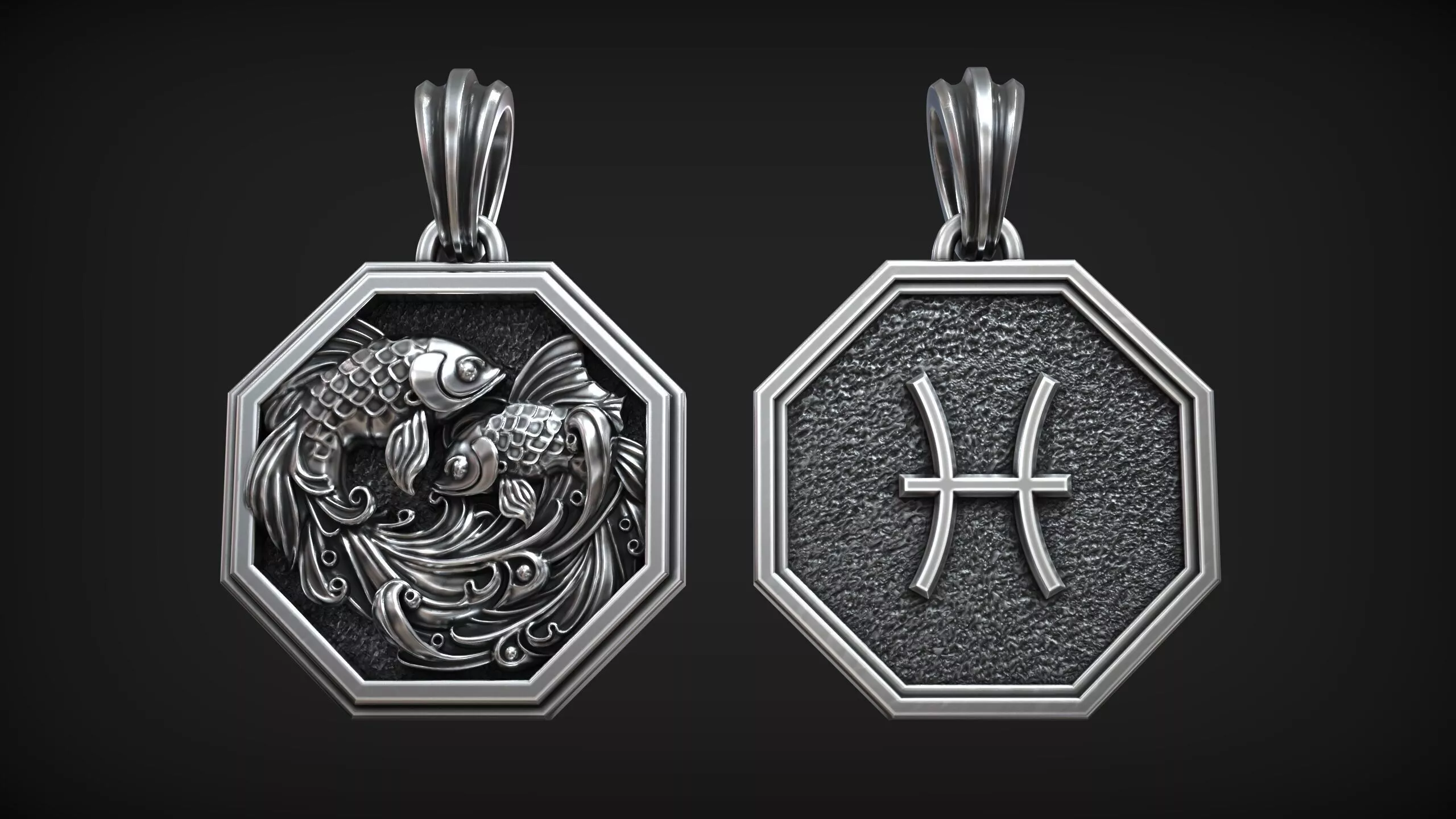 Pisces Zodiac Sign Horoscope Fish Astrology Pendant 3D print model