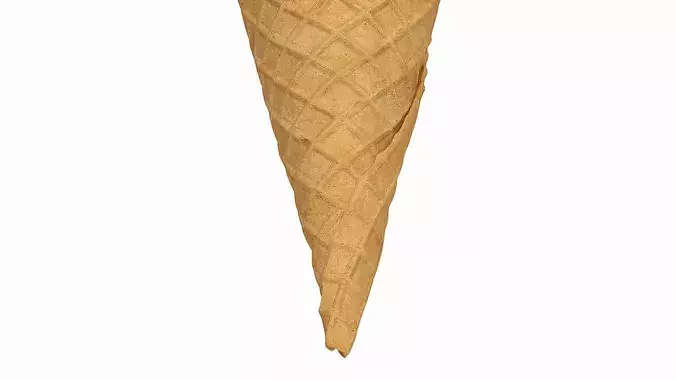 Soft Serve Ice Cream Cone Caramel Topped 3D model 5