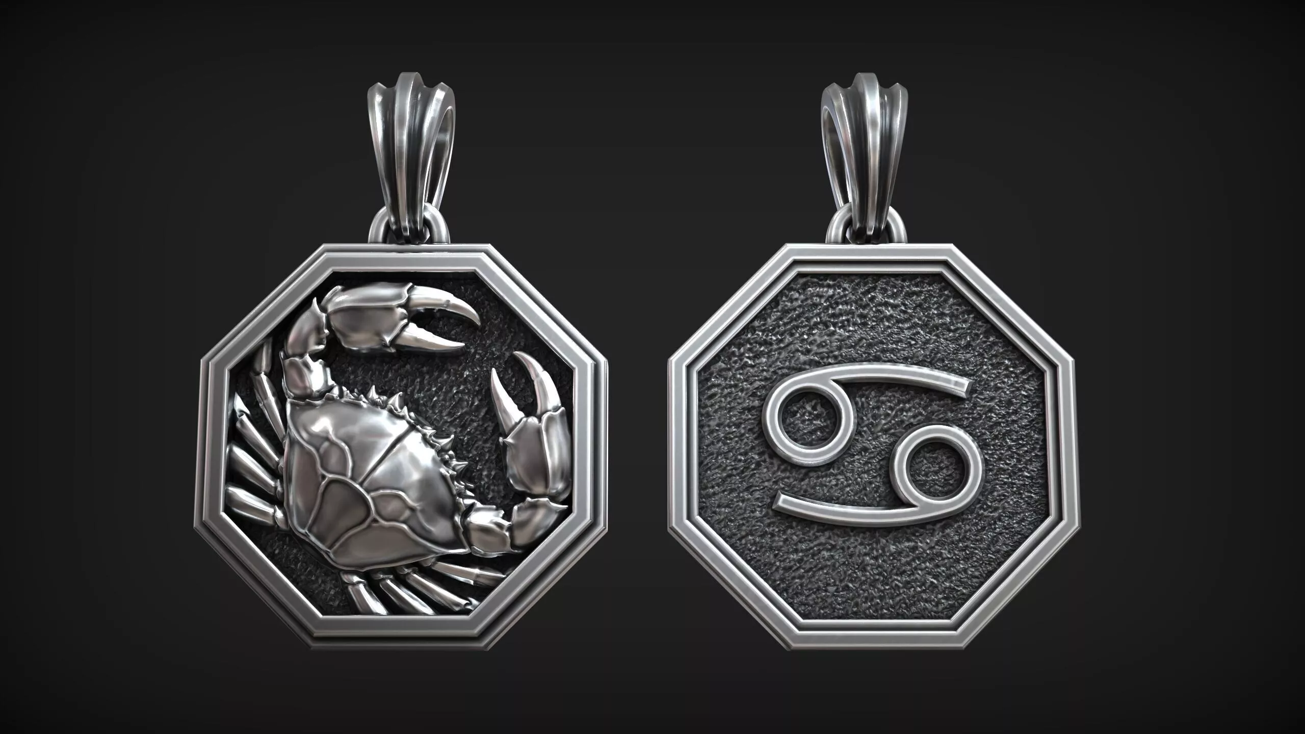 Cancer Zodiac Sign Horoscope Crab Astrology Medallion 3D print model