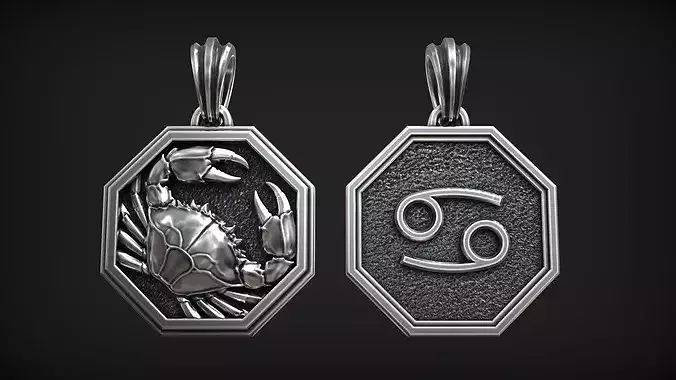 Cancer Zodiac Sign Horoscope Crab Astrology Medallion