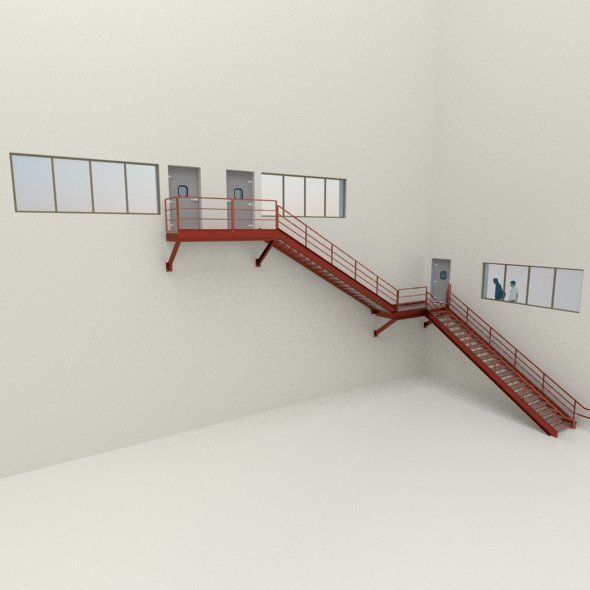 Factory Metal Stairs modular package 3D model_8