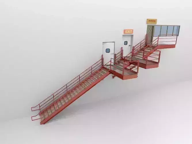Factory Metal Stairs modular  package 3D model