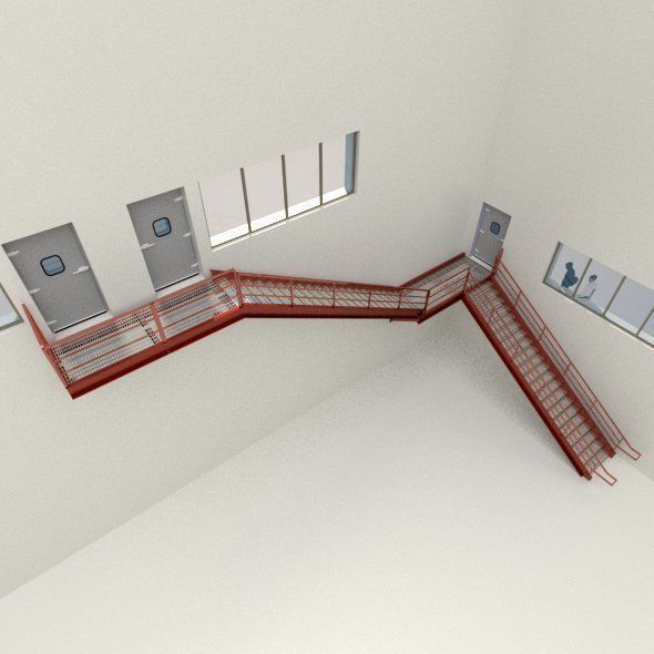 Factory Metal Stairs modular package 3D model_9