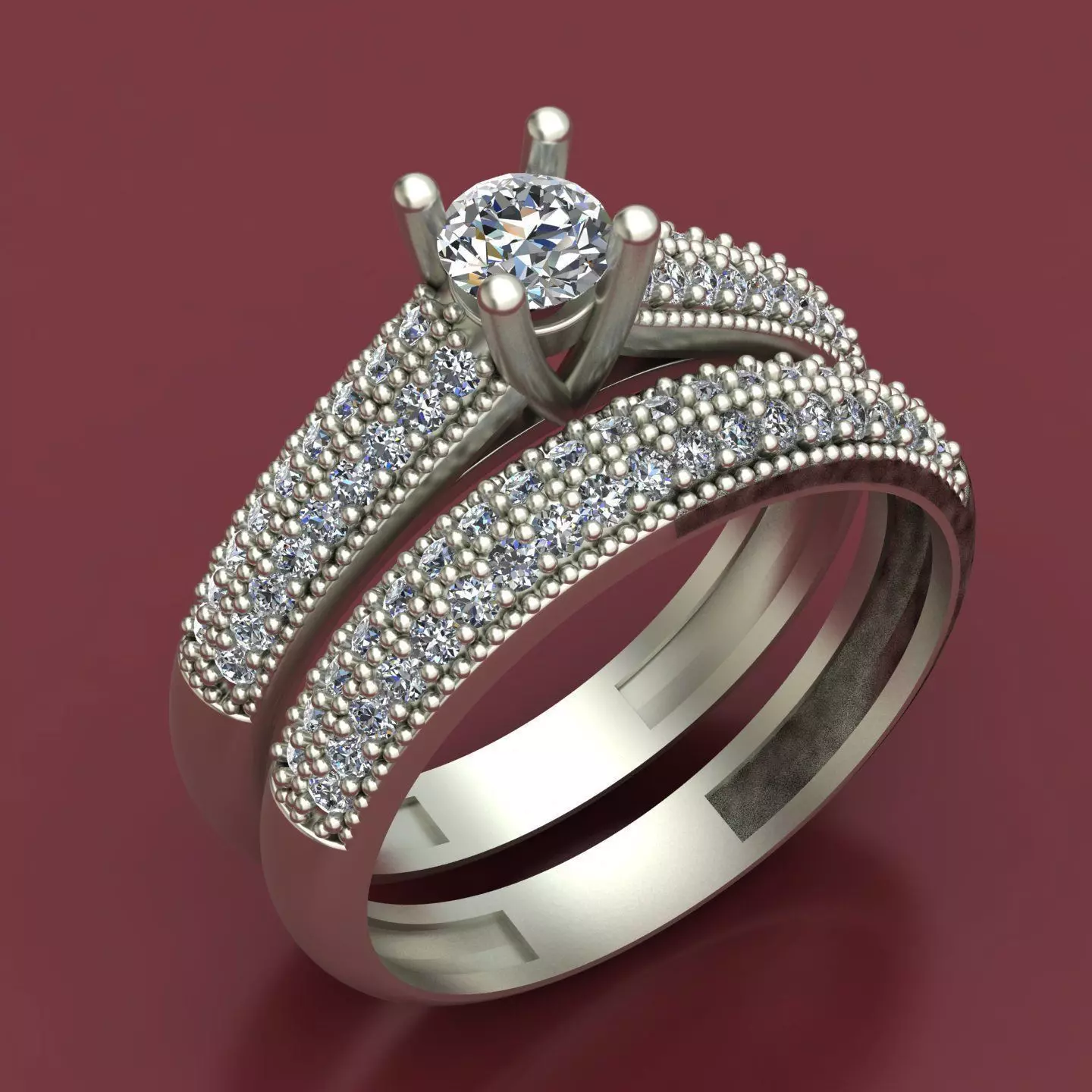 3D Engagment Rings Printable with Diamonds Free 3D print model_0