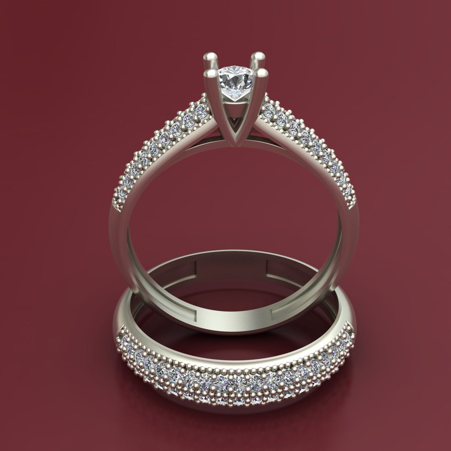 3D Engagment Rings Printable with Diamonds Free 3D print model_2
