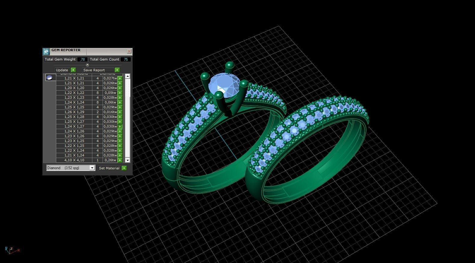 3D Engagment Rings Printable with Diamonds Free 3D print model_6