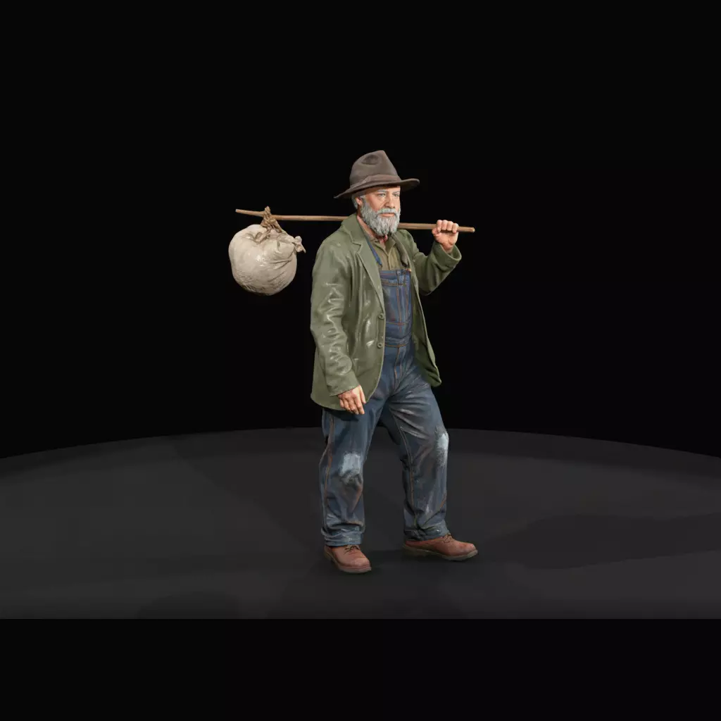 1920-40s Hobos hobo with bindle 3D print model
