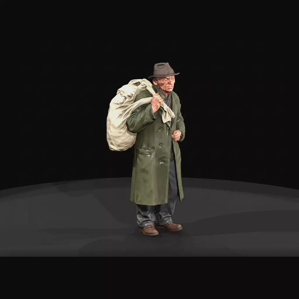 1920-40s Hobos man with bag 3d 3D print model